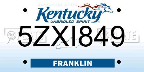 5ZXI849 Kentucky License Plate