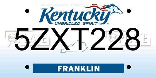 5ZXT228 Kentucky License Plate