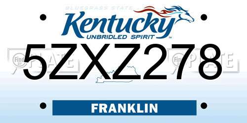 5ZXZ278 Kentucky License Plate