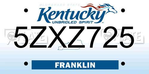 5ZXZ725 Kentucky License Plate