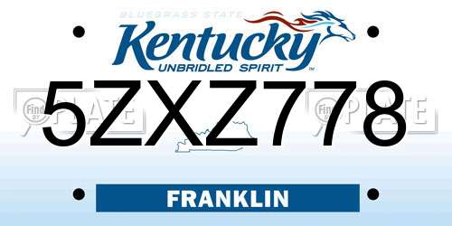 5ZXZ778 Kentucky License Plate