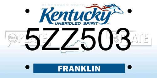 5ZZ503 Kentucky License Plate