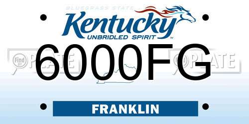 6000FG Kentucky License Plate