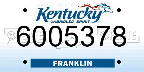6005378 Kentucky License Plate