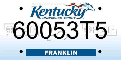 60053T5 Kentucky License Plate