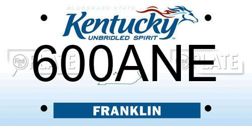 600ANE Kentucky License Plate