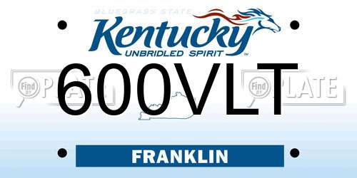 600VLT Kentucky License Plate