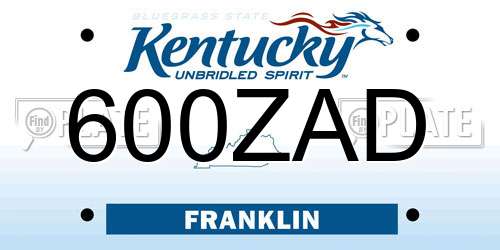 600ZAD Kentucky License Plate