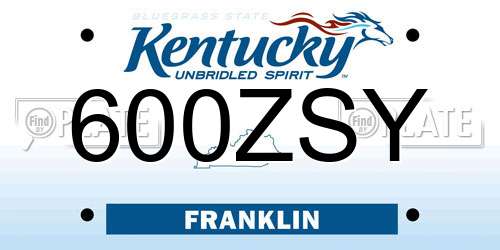 600ZSY Kentucky License Plate