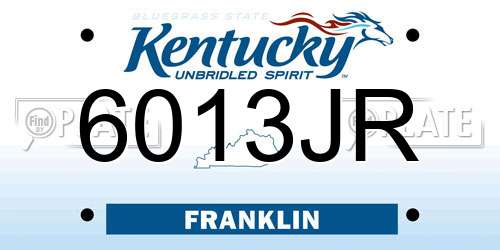 6013JR Kentucky License Plate