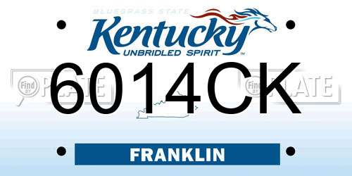 6014CK Kentucky License Plate