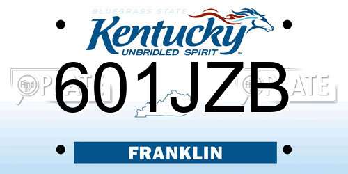 601JZB Kentucky License Plate