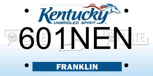 601NEN Kentucky License Plate