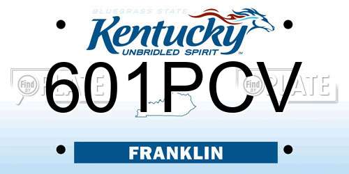 601PCV Kentucky License Plate
