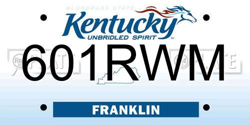 601RWM Kentucky License Plate