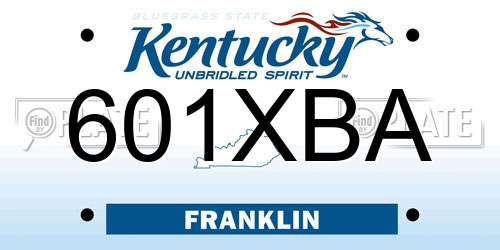 601XBA Kentucky License Plate