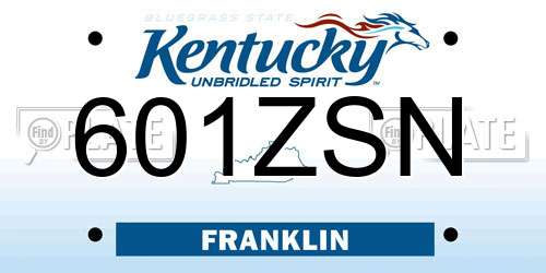 601ZSN Kentucky License Plate