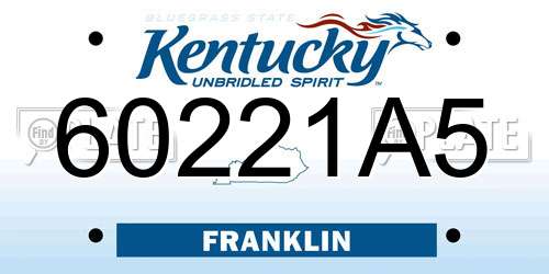 60221A5 Kentucky License Plate