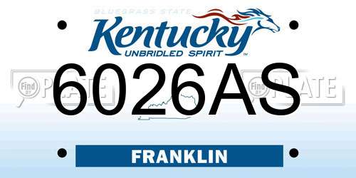 6026AS Kentucky License Plate