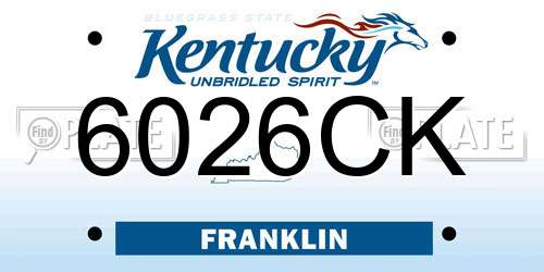 6026CK Kentucky License Plate