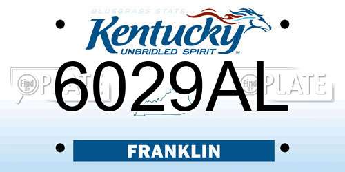 6029AL Kentucky License Plate