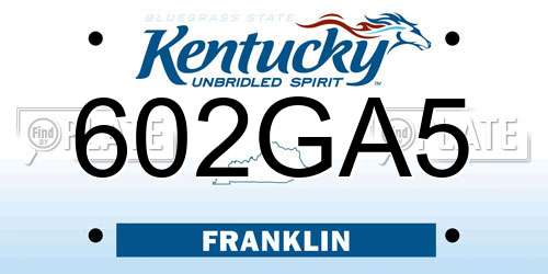 602GA5 Kentucky License Plate