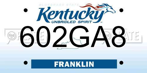 602GA8 Kentucky License Plate