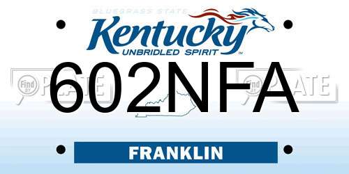 602NFA Kentucky License Plate
