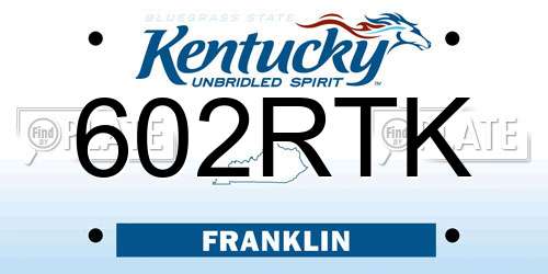 602RTK Kentucky License Plate