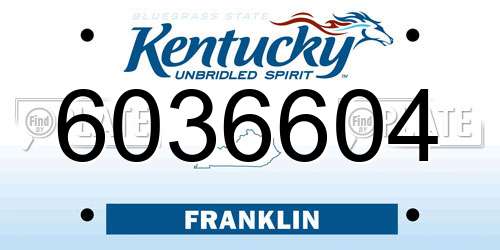 6036604 Kentucky License Plate