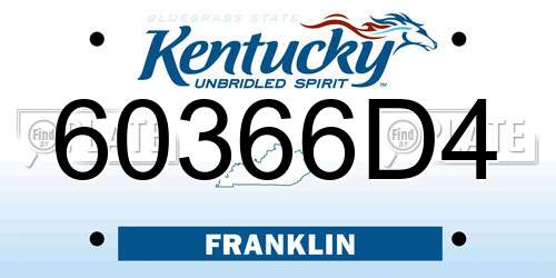 60366D4 Kentucky License Plate