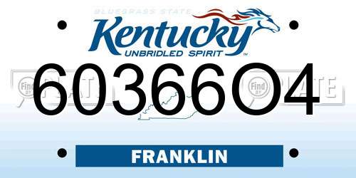60366O4 Kentucky License Plate