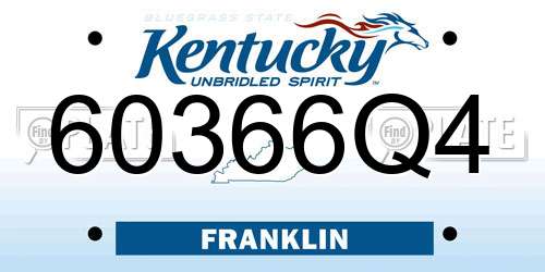 60366Q4 Kentucky License Plate