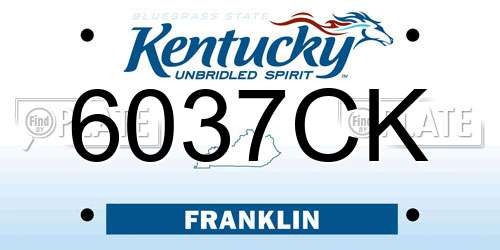 6037CK Kentucky License Plate