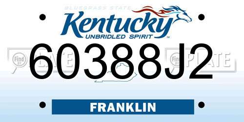 60388J2 Kentucky License Plate