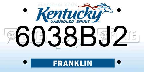 6038BJ2 Kentucky License Plate