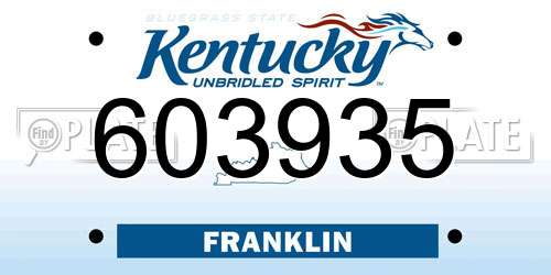 603935 Kentucky License Plate