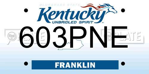 603PNE Kentucky License Plate