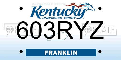 603RYZ Kentucky License Plate