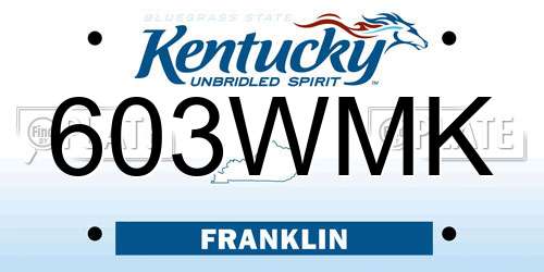 603WMK Kentucky License Plate