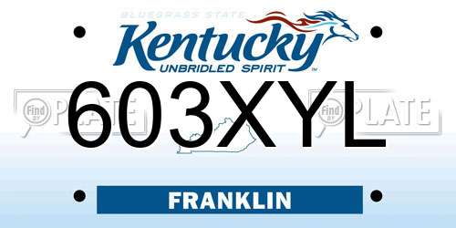 603XYL Kentucky License Plate
