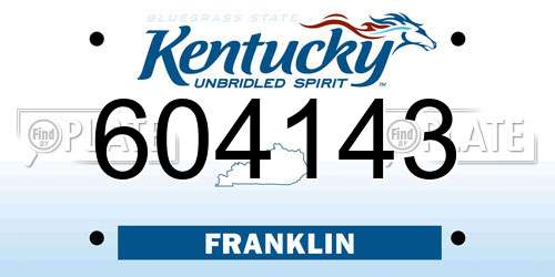 604143 Kentucky License Plate