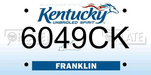 6049CK Kentucky License Plate
