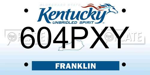 604PXY Kentucky License Plate
