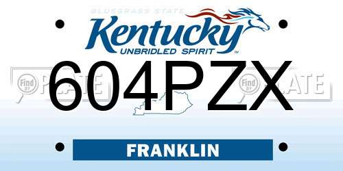 604PZX Kentucky License Plate