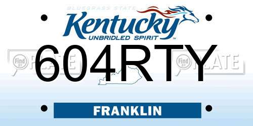 604RTY Kentucky License Plate