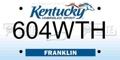 604WTH Kentucky License Plate