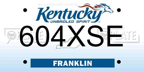 604XSE Kentucky License Plate