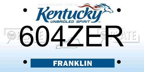 604ZER Kentucky License Plate