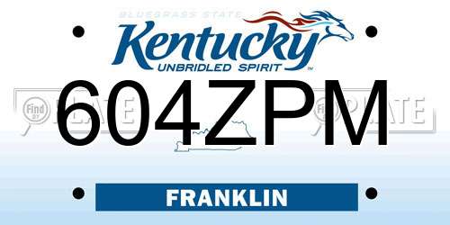 604ZPM Kentucky License Plate